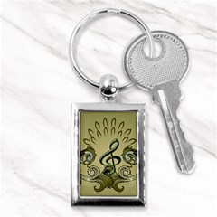 Decorative Clef With Damask In Soft Green Key Chains (rectangle)  by FantasyWorld7