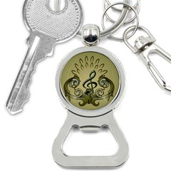 Decorative Clef With Damask In Soft Green Bottle Opener Key Chains by FantasyWorld7