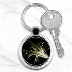 Awesome Glowing Lines With Beautiful Butterflies On Black Background Key Chains (round)  by FantasyWorld7