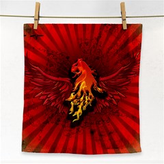 Lion With Flame And Wings In Yellow And Red Face Towel