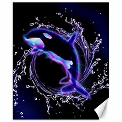 Orca With Glowing Line Jumping Out Of A Circle Mad Of Water Canvas 16  X 20  