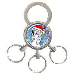 Funny Cute Christmas Mouse With Christmas Tree And Snowflakses 3-ring Key Chains by FantasyWorld7