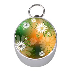 Beautiful Flowers With Leaves On Soft Background Mini Silver Compasses