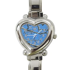 Leafless Tree Branches Against Blue Sky Heart Italian Charm Watch