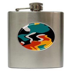 Misc Shapes In Retro Colors Hip Flask (6 Oz)