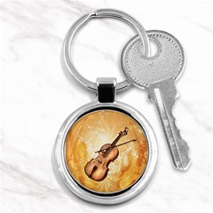 Wonderful Violin With Violin Bow On Soft Background Key Chains (round)  by FantasyWorld7