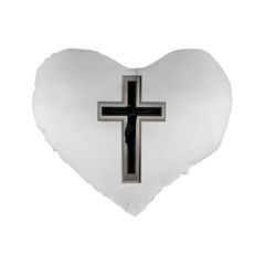 Christian Cross Standard 16  Premium Flano Heart Shape Cushion 