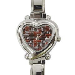 Red And Black Brick Wall Heart Italian Charm Watch