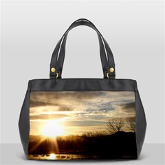 Setting Sun At Lake Office Handbags (2 Sides)  by trendistuff