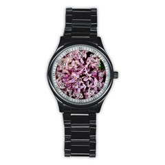 Purple Lilacs Stainless Steel Round Watches