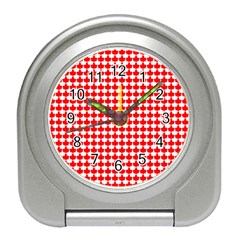 Red And White Scallop Repeat Pattern Travel Alarm Clocks