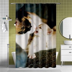 Calico Cat And White Kitty Shower Curtain 48  X 72  (small)  by trendistuff