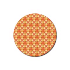 Peach Pineapple Abstract Circles Arches Rubber Coaster (round)  by DianeClancy