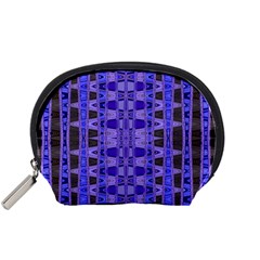 Blue Black Geometric Pattern Accessory Pouches (small) 