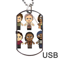 The Walking Dead   Main Characters Chibi   Amc Walking Dead   Manga Dead Dog Tag Usb Flash (one Side) by PTsImaginarium