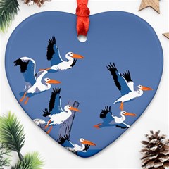 Abstract Pelicans Seascape Tropical Pop Art Heart Ornament (2 Sides) by WaltCurleeArt