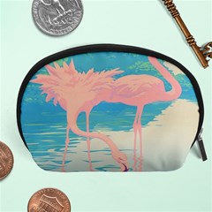 Two Pink Flamingos Pop Art Accessory Pouches (large)  by WaltCurleeArt