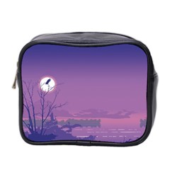 Abstract Tropical Birds Purple Sunset  Mini Toiletries Bag 2-side by WaltCurleeArt