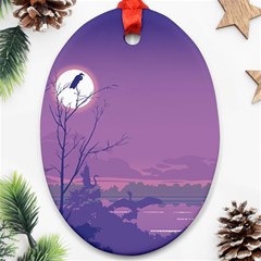 Abstract Tropical Birds Purple Sunset Oval Ornament (two Sides) by WaltCurleeArt