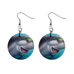 Sharky Mini Button Earrings by WaltCurleeArt