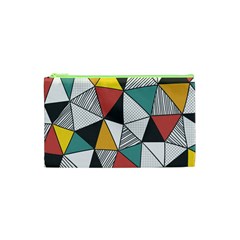 Colorful Geometric Triangles Pattern  Cosmetic Bag (xs)