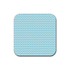 Blue White Chevron Rubber Coaster (square)  by yoursparklingshop