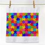 Funny Colorful Puzzle Pieces Face Towel Front