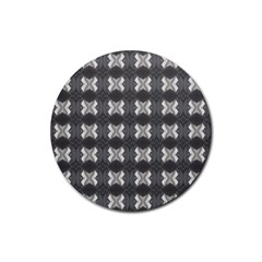 Black White Gray Crosses Rubber Coaster (round)  by yoursparklingshop