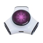 Pink Kaleidoscope Flower Mandala Art 3-Port USB Hub Front