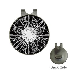 Black And White Flower Mandala Art Kaleidoscope Hat Clips With Golf Markers by yoursparklingshop