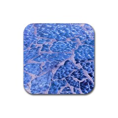 Festive Chic Light Blue Glitter Shiny Glamour Sparkles Rubber Coaster (square)  by yoursparklingshop