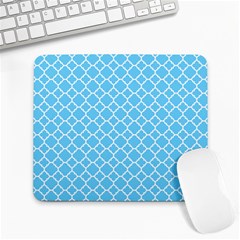 Bright Blue Quatrefoil Pattern Large Mousepad by Zandiepants