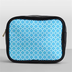 Bright Blue Quatrefoil Pattern Mini Toiletries Bag (one Side) by Zandiepants