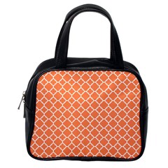 Tangerine Orange Quatrefoil Pattern Classic Handbag (one Side) by Zandiepants