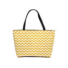 Sunny Yellow & White Zigzag Pattern Classic Shoulder Handbag by Zandiepants