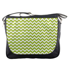 Spring Green & White Zigzag Pattern Messenger Bag by Zandiepants