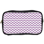 Lilac Purple & White Zigzag Pattern Toiletries Bag (Two Sides) Back