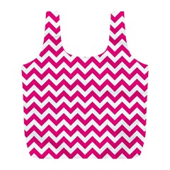 Hot Pink & White Zigzag Pattern Full Print Recycle Bag (l) by Zandiepants