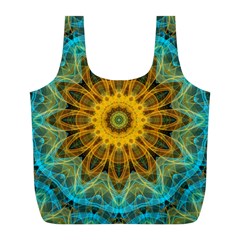 Blue Yellow Ocean Star Flower Mandala Full Print Recycle Bag (l) by Zandiepants