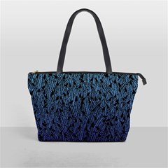 Blue Ombre Feather Pattern, Black, Classic Shoulder Handbag by Zandiepants