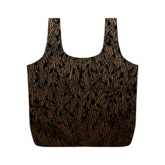 Brown Ombre Feather Pattern, Black, Full Print Recycle Bag (m) by Zandiepants