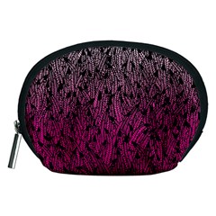 Pink Ombre Feather Pattern, Black, Accessory Pouch (medium)