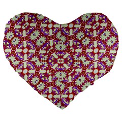 Boho Check Large 19  Premium Flano Heart Shape Cushions