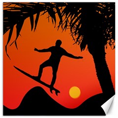 Man Surfing At Sunset Graphic Illustration Canvas 12  X 12   by dflcprints