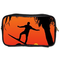 Man Surfing At Sunset Graphic Illustration Toiletries Bags 2-side by dflcprints