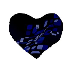 Blue Abstraction Standard 16  Premium Flano Heart Shape Cushions