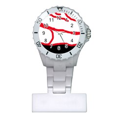 Red, Black And White Design Plastic Nurses Watch by Valentinaart