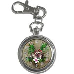 Wonderful Tropical Design With Palm And Flamingo Key Chain Watches Front