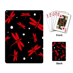 Red, Black And White Dragonflies Playing Card