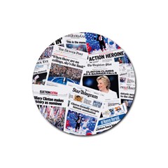 Hillary 2016 Historic Newspaper Collage Rubber Coaster (round)  by blueamerica